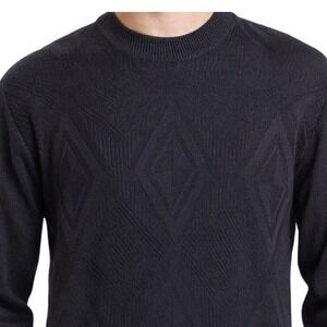 Virgola Uomo Geometric Knit Sweater XL VTG 90's Korea Acrylic Dark Gray Pullover